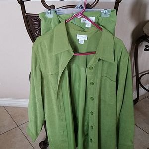2pc suede lime green jacket/skirt